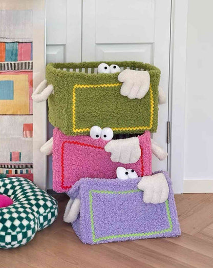 Whimsical Eclectic Big Eyes Plush Cute Laundry Storage Baskets - Laund