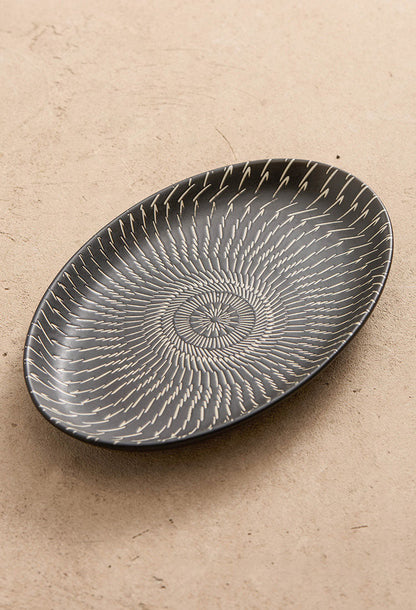 Luxury Ceramic Serving Plate – 11" Black Rectangular Porcelain Dish