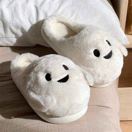 Couple Halloween Cute Little Ghost All-inclusive Cotton Slippers