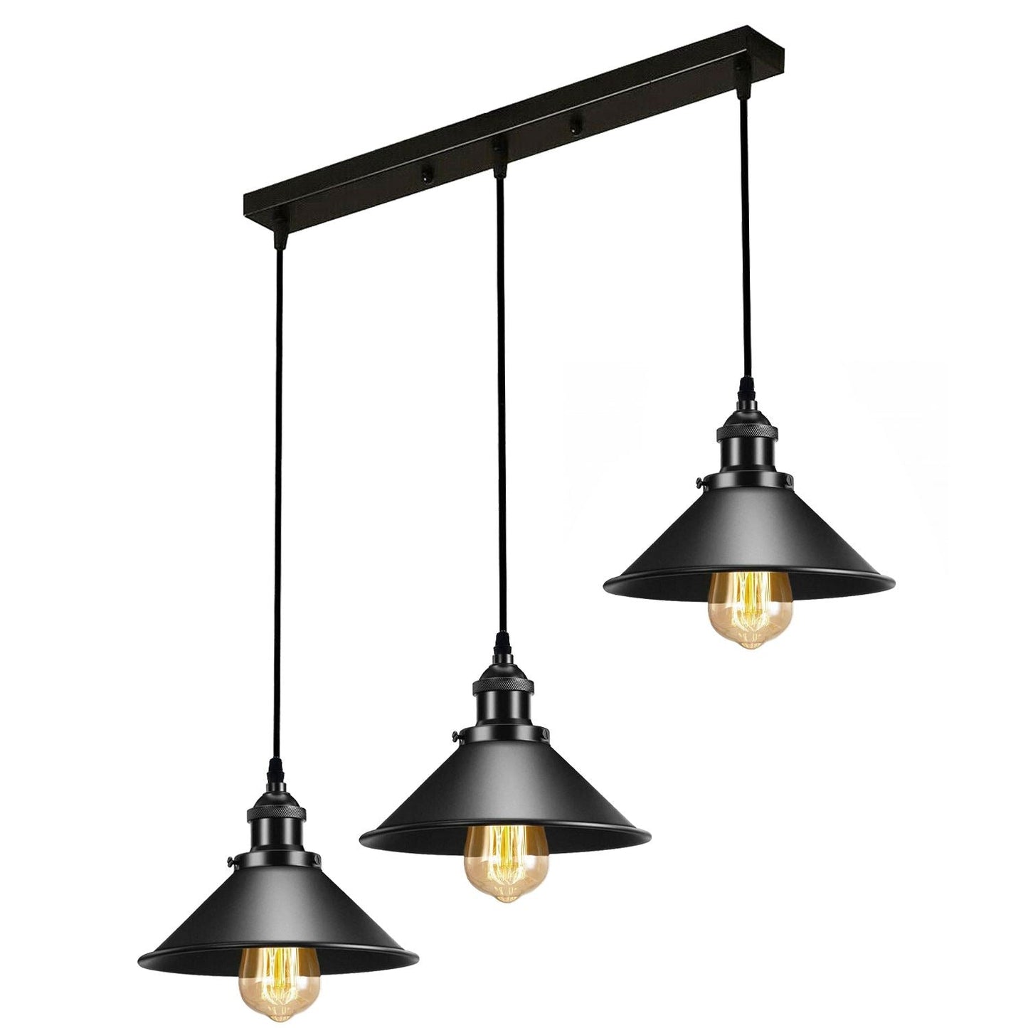 Black Metal Cone Shade Pendant Light Fixture~3393