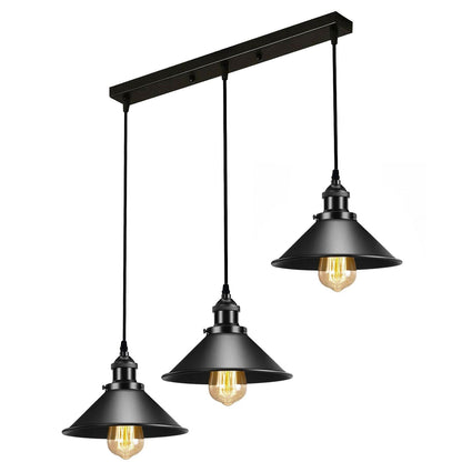 Black Metal Cone Shade Pendant Light Fixture~3393