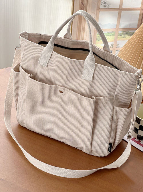 Thick Corduroy Shoulder Bags Simple All-match Commute Totes Student