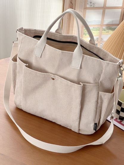 Thick Corduroy Shoulder Bags Simple All-match Commute Totes Student
