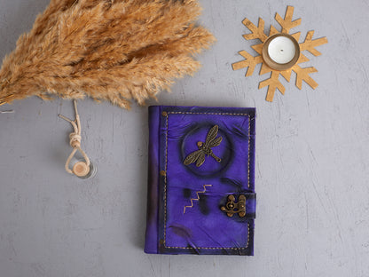Purple Butterfly Design Craft Leather Journal Diary Notebook