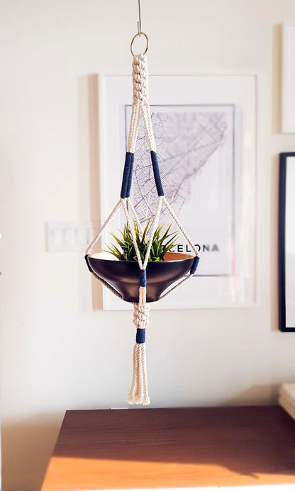 Macrame Plant Hanger, Hanging Planter, Color Block
