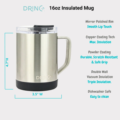 DRINCO® 16 oz Coffee Mug Vacuum Insulated Camping Mug Double Wall