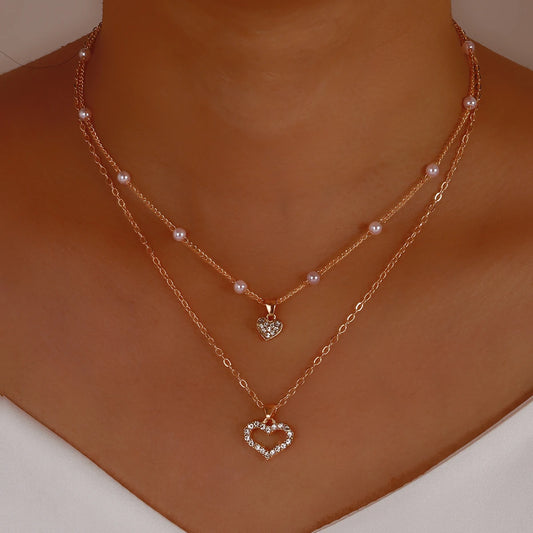 Exquisite Rhinestone Heart Pendant Necklace
