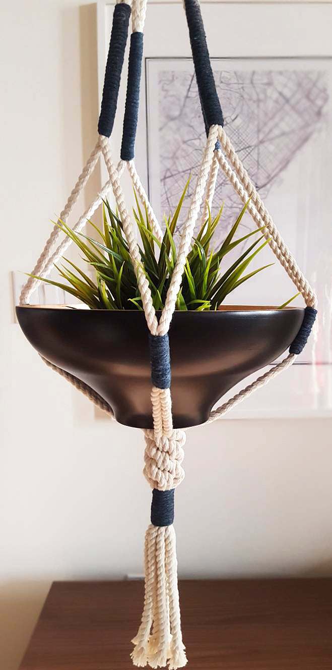 Macrame Plant Hanger, Hanging Planter, Color Block