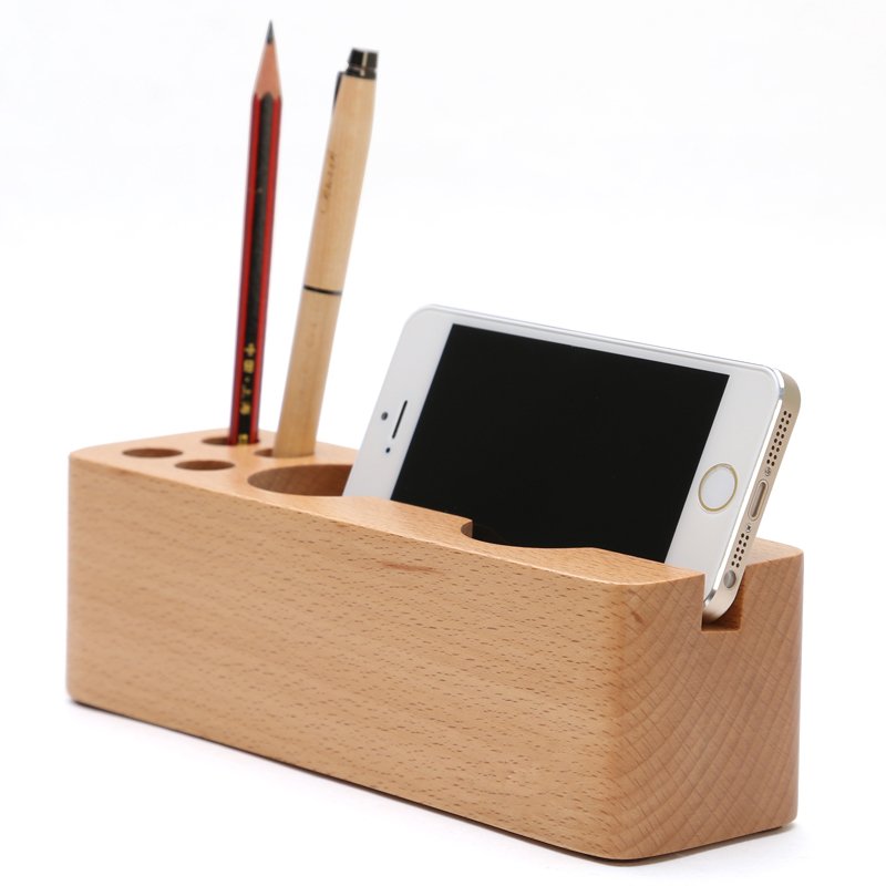 Wooden Pen & Phone Rack