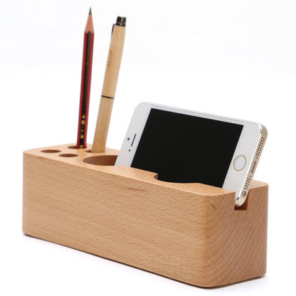 Wooden Pen & Phone Rack