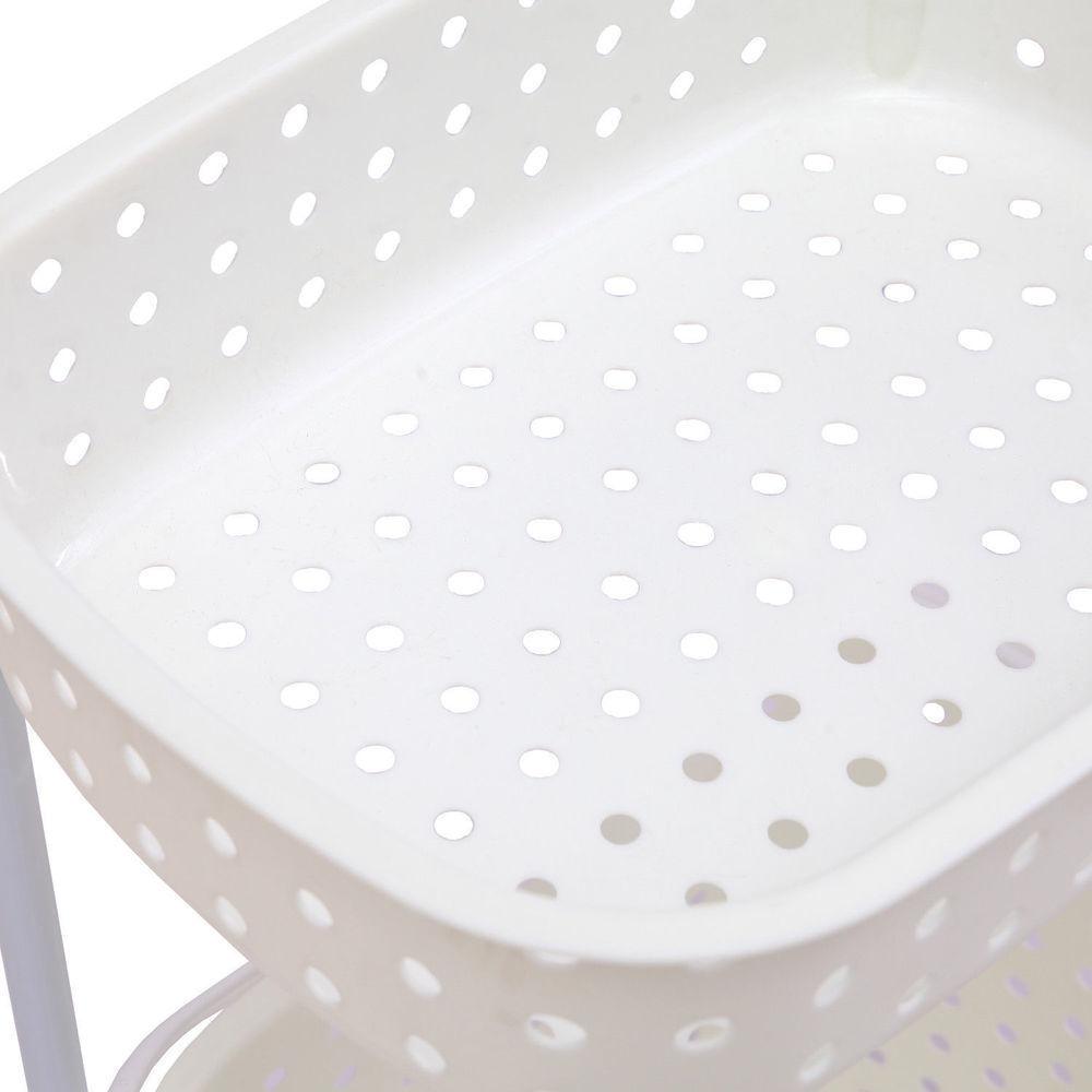 2 Tier Bathroom Laundry Clothes Baskets Bin Hamper Mobile Rack