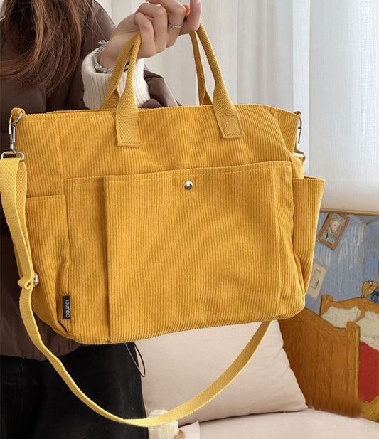 Thick Corduroy Shoulder Bags Simple All-match Commute Totes Student