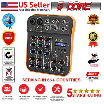 Audio Mixer 4 Channel DJ Equipment with Bluetooth USB Sound Board
