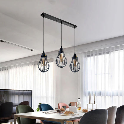 Black Cage Pendant Light Kitchen E27 ~3398