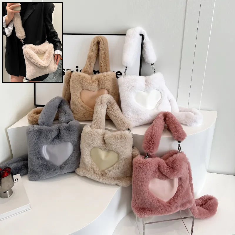 Women Fluffy Shoulder Bag Top-handle Bag Female Autumn Winter Handbag