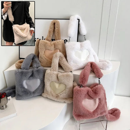 Women Fluffy Shoulder Bag Top-handle Bag Female Autumn Winter Handbag