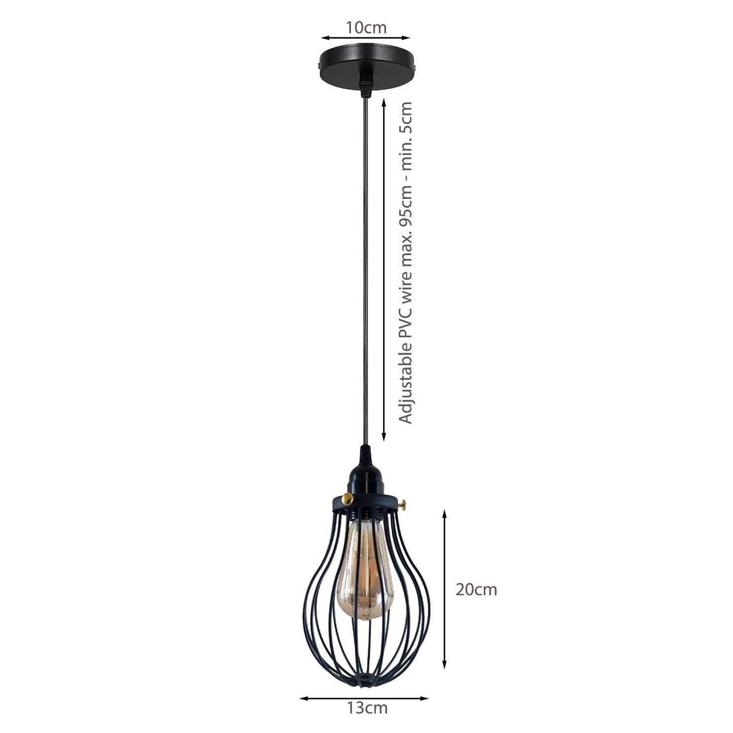 Black Cage Pendant Light Kitchen E27 ~3398