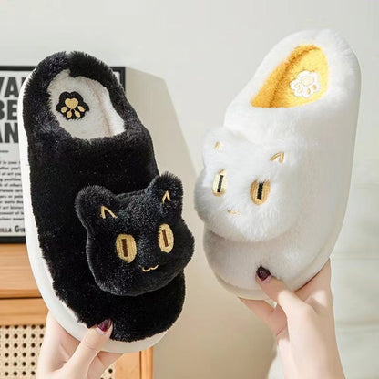 Cotton Cat Slippers Soft Plush Comfy Warm Couple Slip-On House Cute