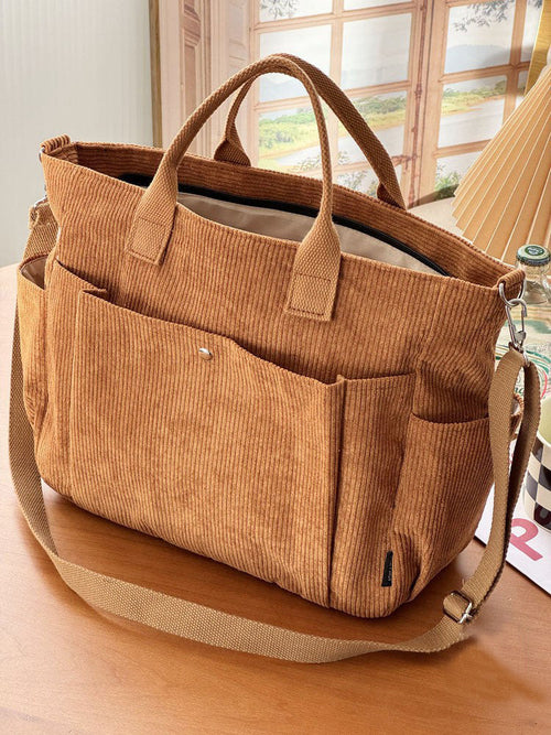 Thick Corduroy Shoulder Bags Simple All-match Commute Totes Student
