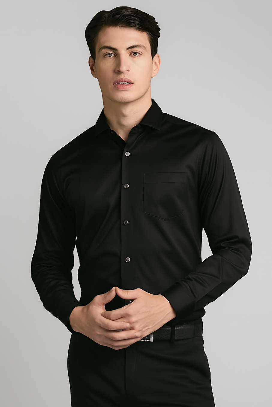 Men's Regular Fit Cotton Formal Shirt, Black (Size-M)