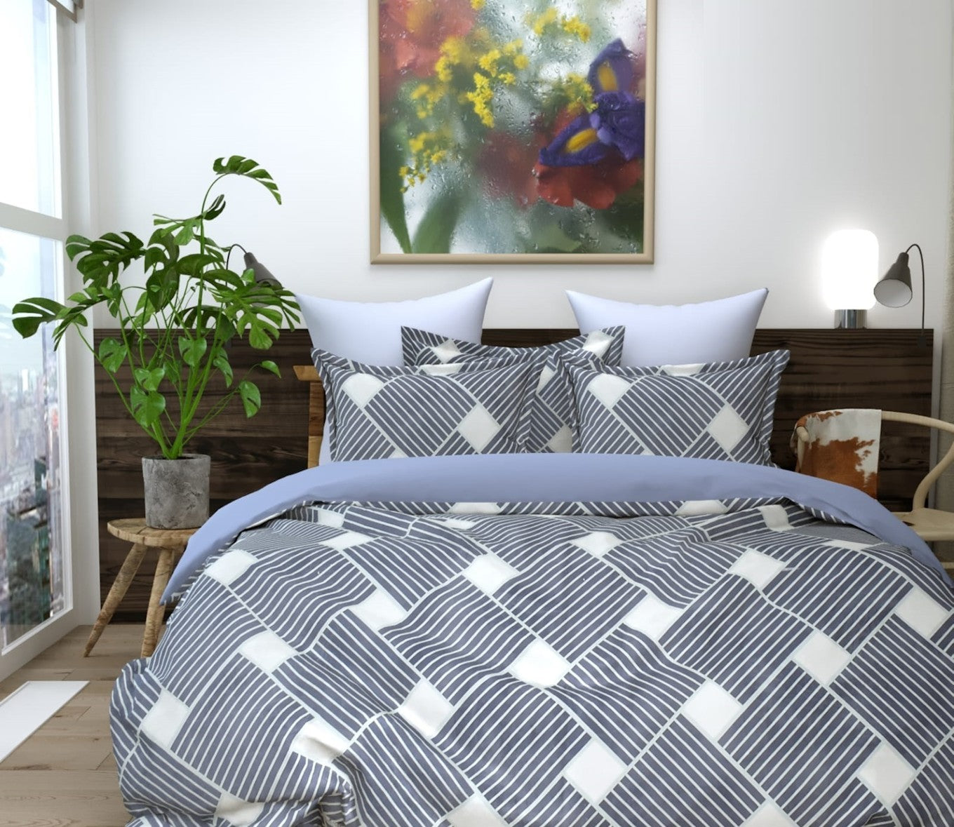 Cotton Bedsheet Set for All Seasons - Blue-01