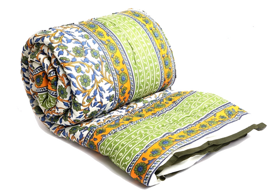 Beautiful Floral Print Soft Cotton Single Bed Blanket Color 2.29x1.52