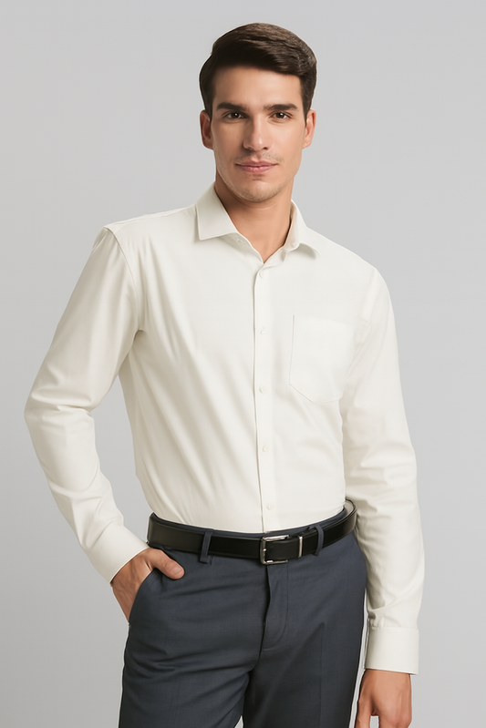 Men's Regular Fit Cotton Formal Shirt, Light Yellow (Size-S)