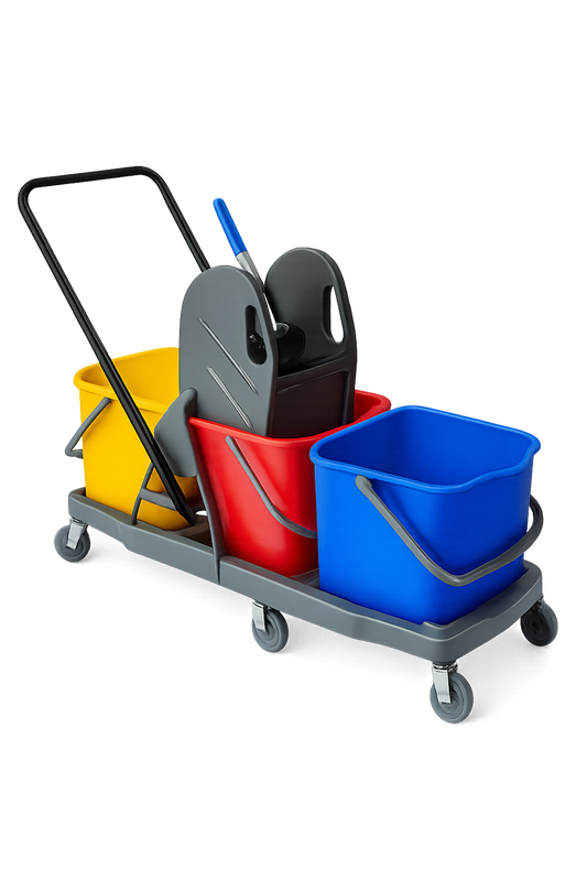 Triple Mop Bucket Janitorial Cart