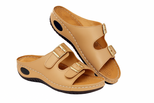 Women's Slip-On Sandals – Floral Cut-Out Design, Cushioned Insole,