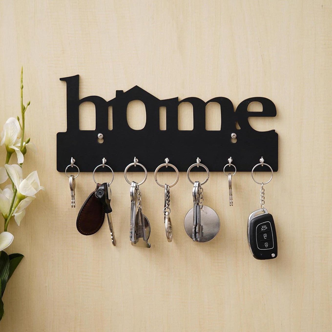 Premium Home Keys Wooden Key Holder (Black)