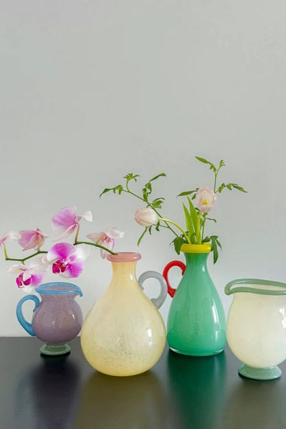 Handblown Bonbon Dopamine Bottle Vase, Whimsical Vintage Vase Centrepi