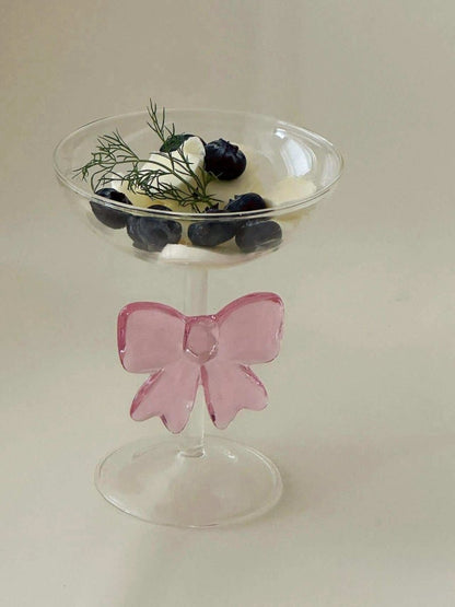 Handmade Cute Whimsical Bow Cocktail Coupe Set of 2, Elegant Wine Glas