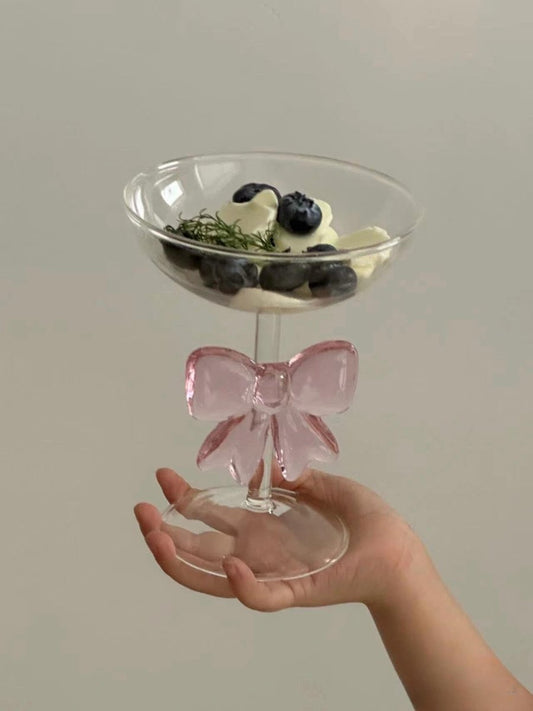 Handmade Cute Whimsical Bow Cocktail Coupe Set of 2, Elegant Wine Glas