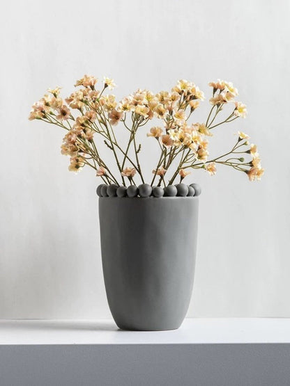 Handmade Morandi-color Pomponette Vase, Dotted Cylinder Centrepiece