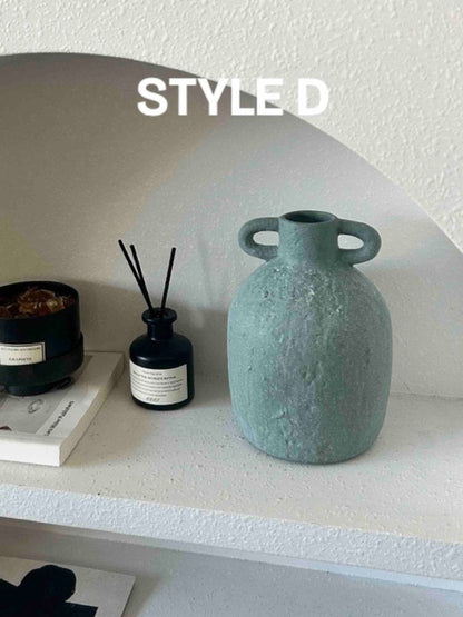 Handmade Wabi Sabi Abstract Pottery Vase, Crude Rustic Decorative Flow