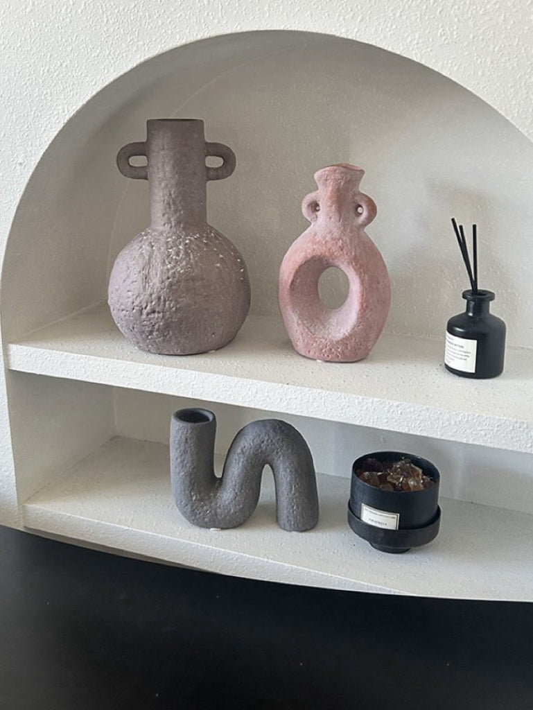 Handmade Wabi Sabi Abstract Pottery Vase, Crude Rustic Decorative Flow