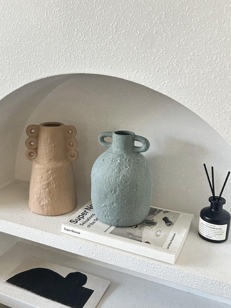 Handmade Wabi Sabi Abstract Pottery Vase, Crude Rustic Decorative Flow