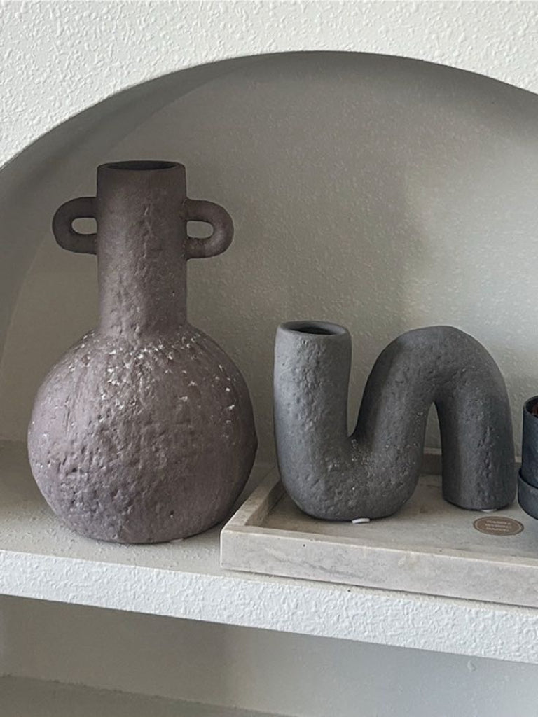 Handmade Wabi Sabi Abstract Pottery Vase, Crude Rustic Decorative Flow