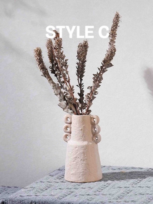 Handmade Wabi Sabi Abstract Pottery Vase, Crude Rustic Decorative Flow