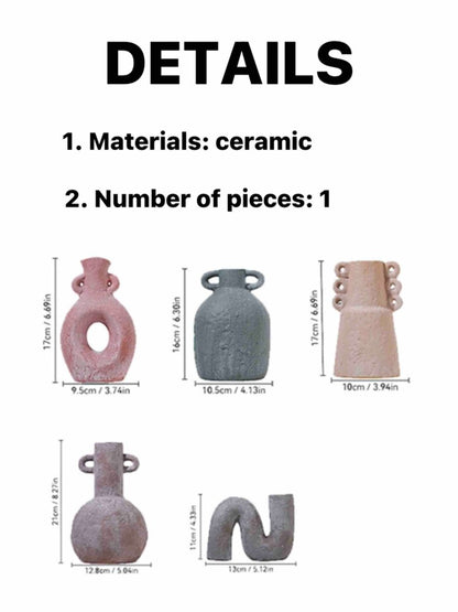 Handmade Wabi Sabi Abstract Pottery Vase, Crude Rustic Decorative Flow