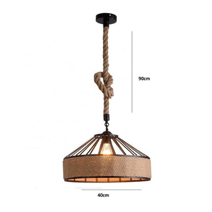 Industrial Hemp Rope Hanging Pendant Light Fixture~1064