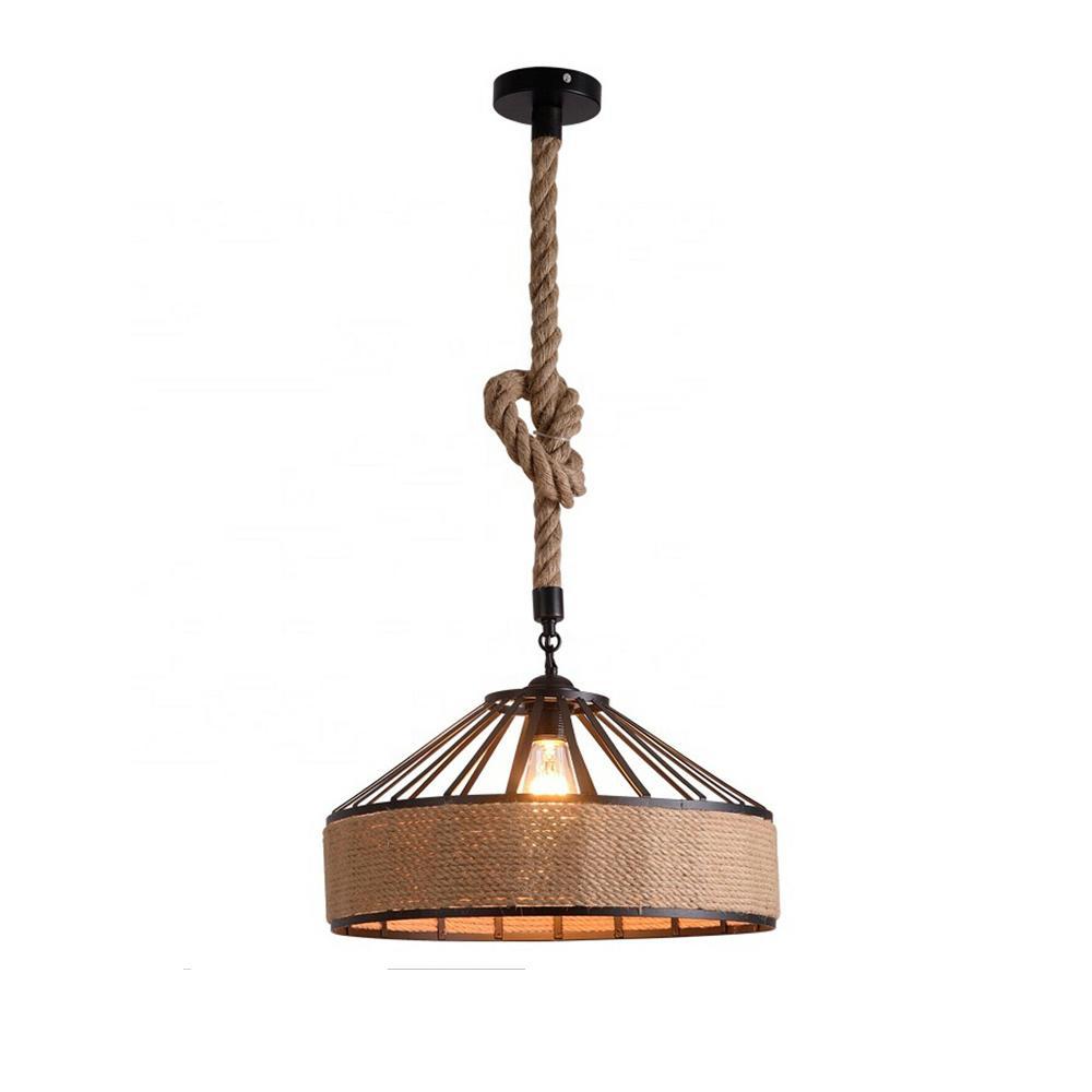 Industrial Hemp Rope Hanging Pendant Light Fixture~1064