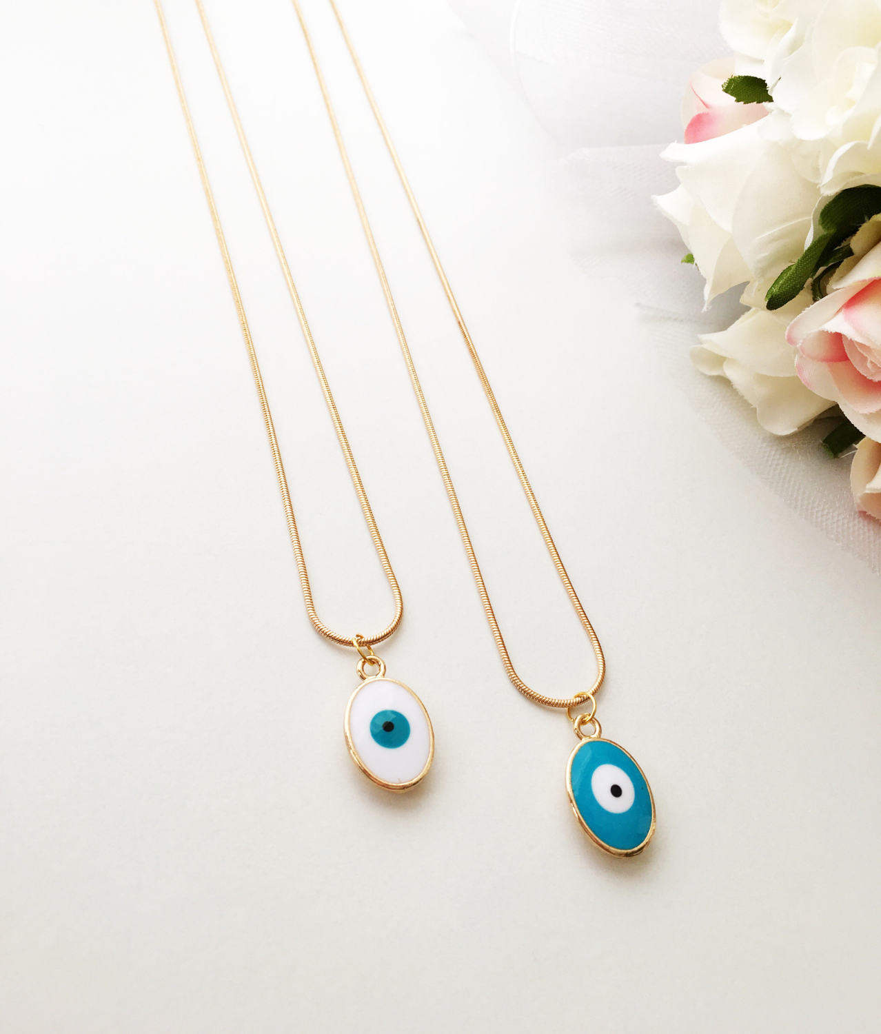 Tiny evil eye necklace, evil eye jewelry, 22K gold plated necklace,