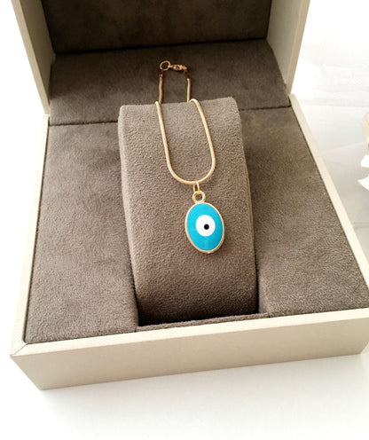 Tiny evil eye necklace, evil eye jewelry, 22K gold plated necklace,