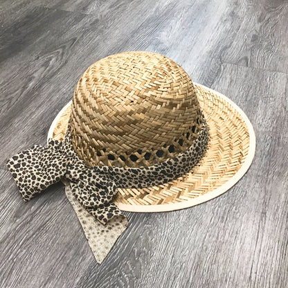 Leopard Bow Straw Visor