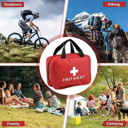 173pcs Large First Aid Kit: Portable Bag For Outdoor Hunting, Hiking,