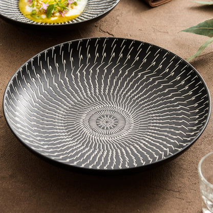 Luxury Black Ceramic Pasta Plate – 9" & 11" Modern Deep Dinner Bowl