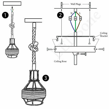 Vintage Hemp rope Hanging Pendant Light~1107
