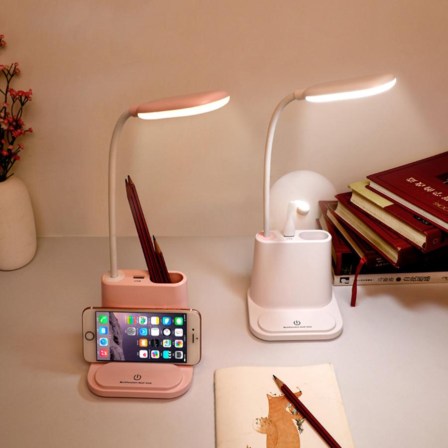 USB Rechargeable LED Desk Lamp Touch Dimming Adjustment Table Lamp for