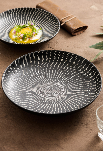 Luxury Black Ceramic Pasta Plate – 9" & 11" Modern Deep Dinner Bowl